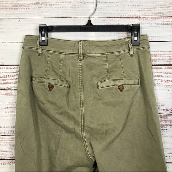 by Anthropologie Chico pants  olive green wide leg cropped size 10 casual pants - Picture 3 of 9